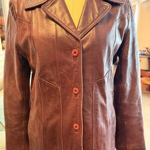 Maxima  Burgundy Leather Women's Jacket